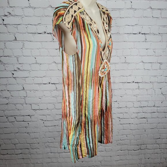 Nanette Lepore Multicolor 100% Silk Shell Accents Striped Lightweight Dress 4 - Picture 14 of 15